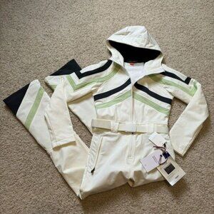Perfect Moment Women's Ski Suit Tignes Ski Suit White Green Dark Grey NWT Small